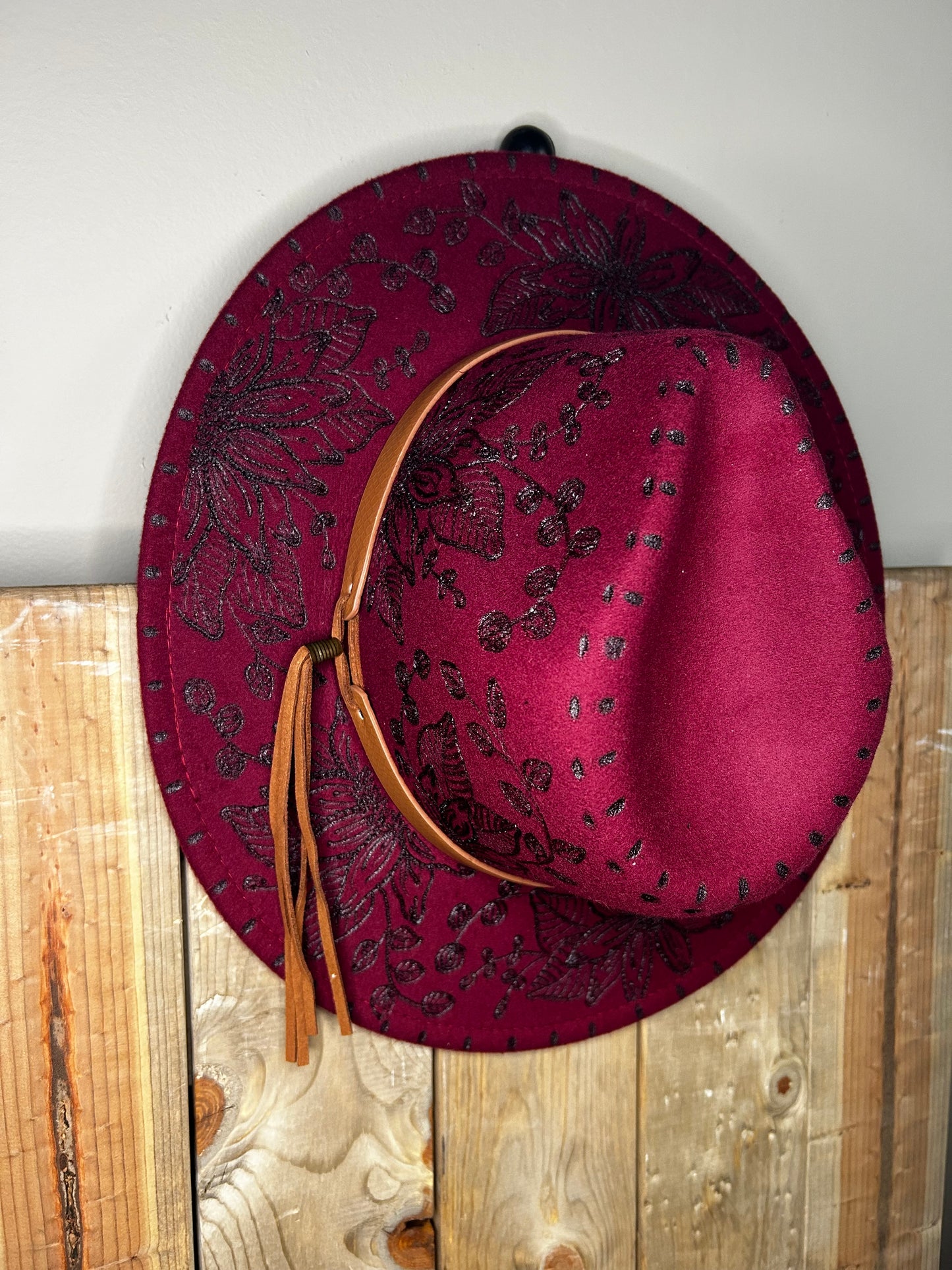 Handburned Small Rim Western Hat - Magenta