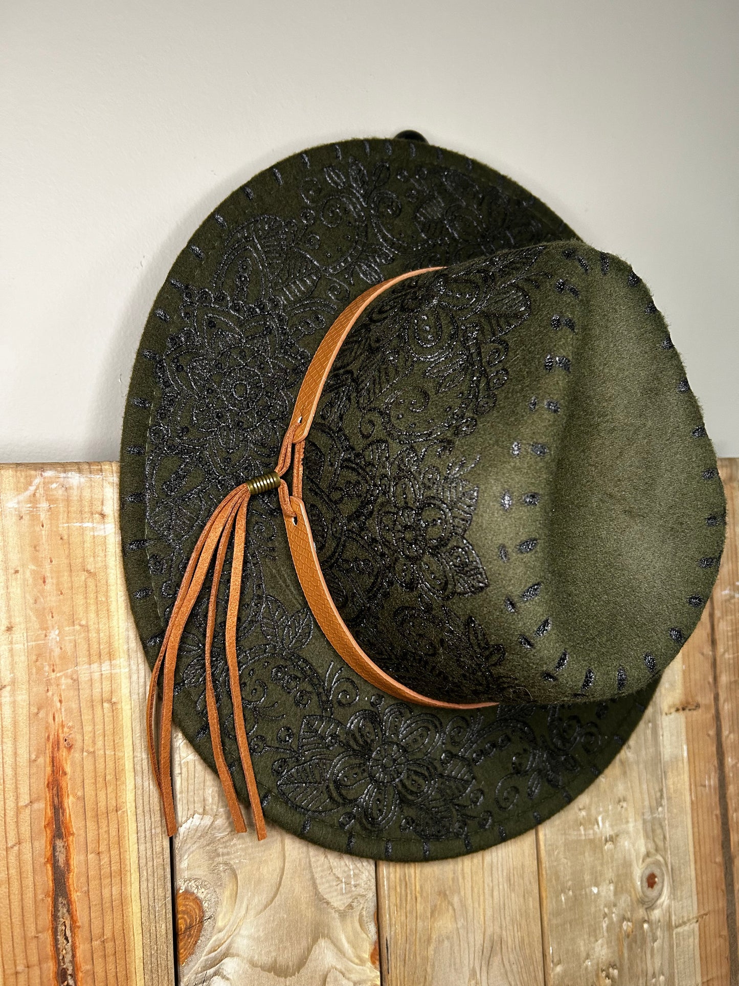 Handburned Small Rim Western Hat - Olive