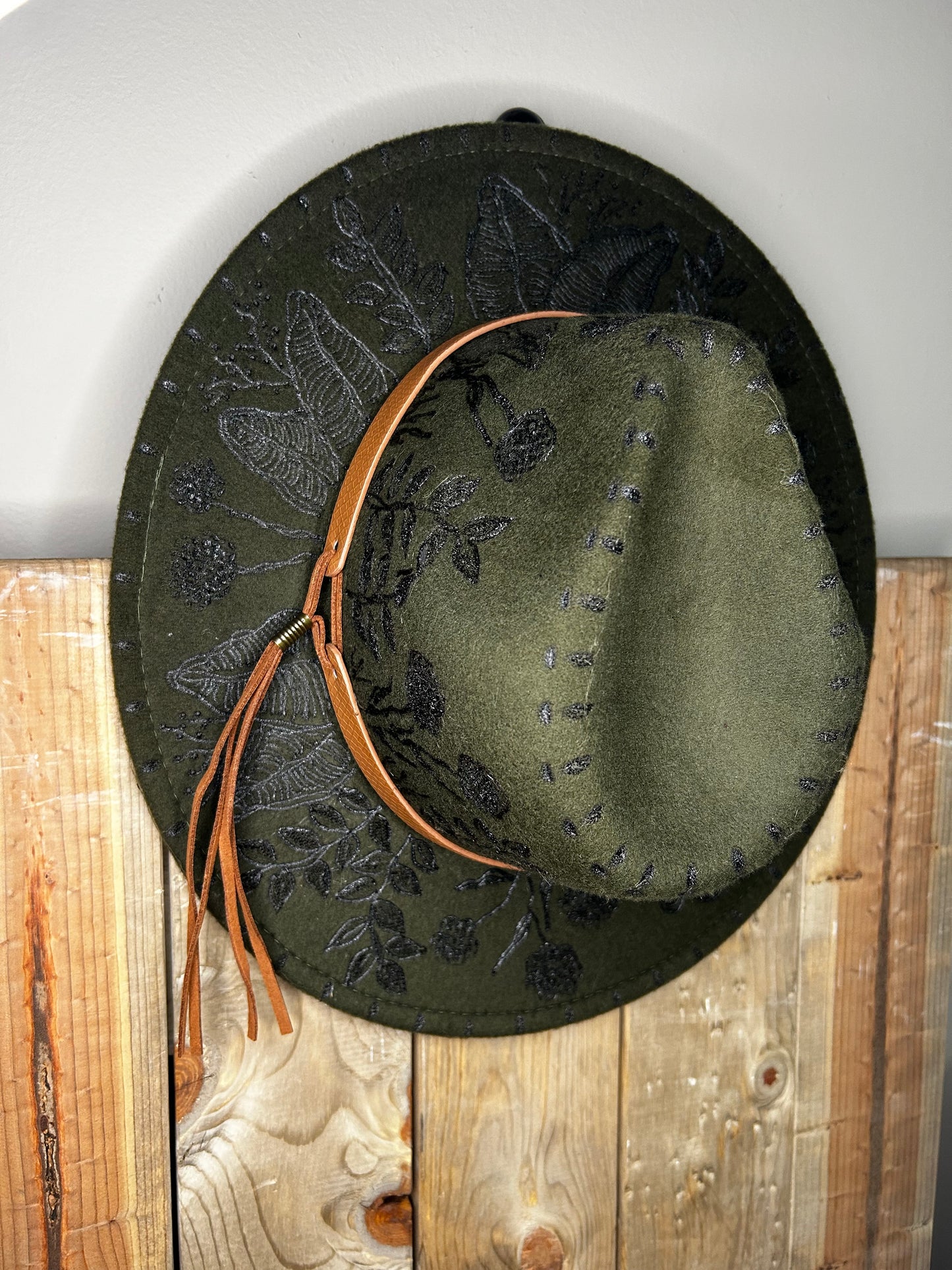 Handburned Small Rim Western Hat - Olive