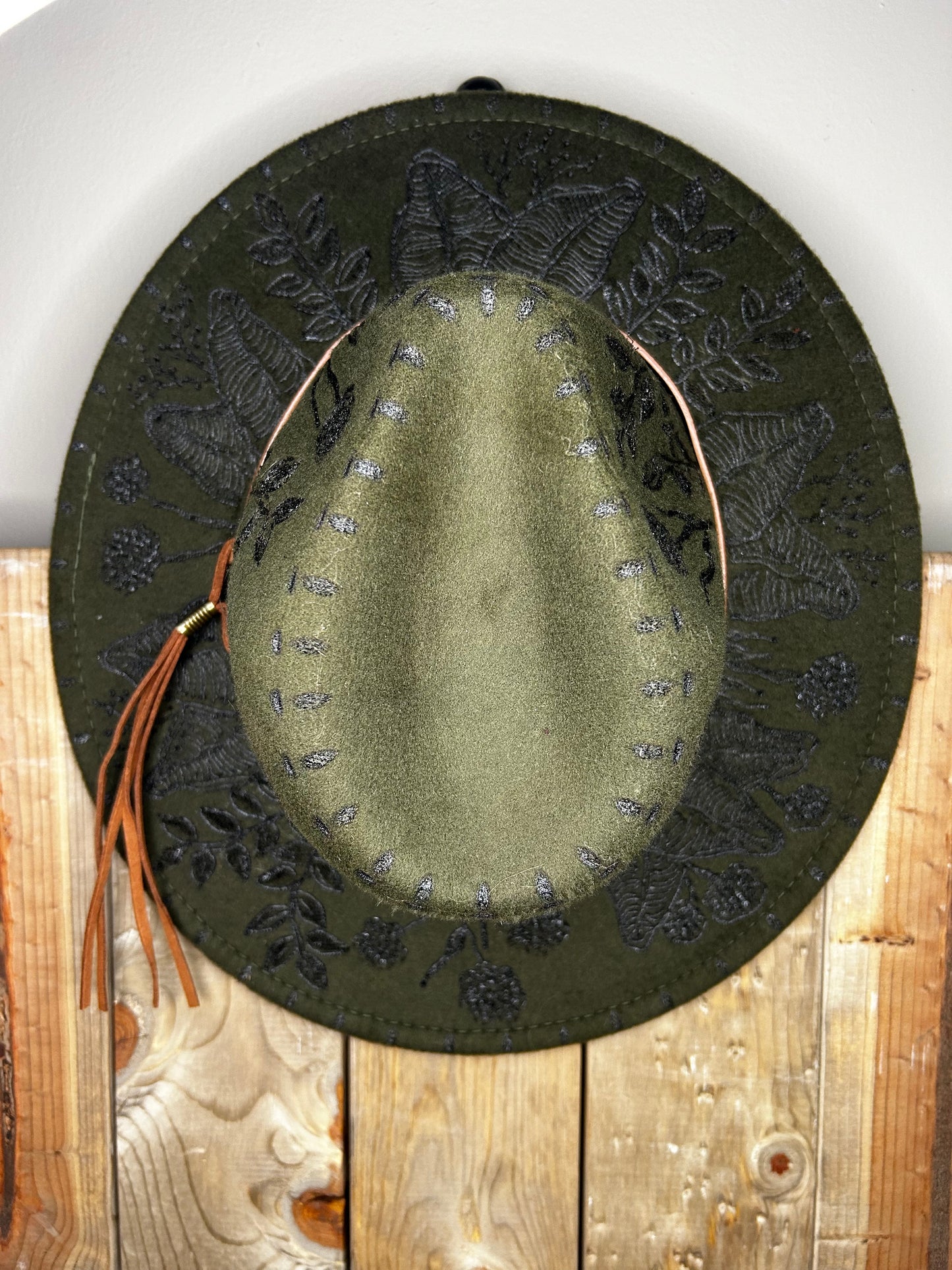 Handburned Small Rim Western Hat - Olive